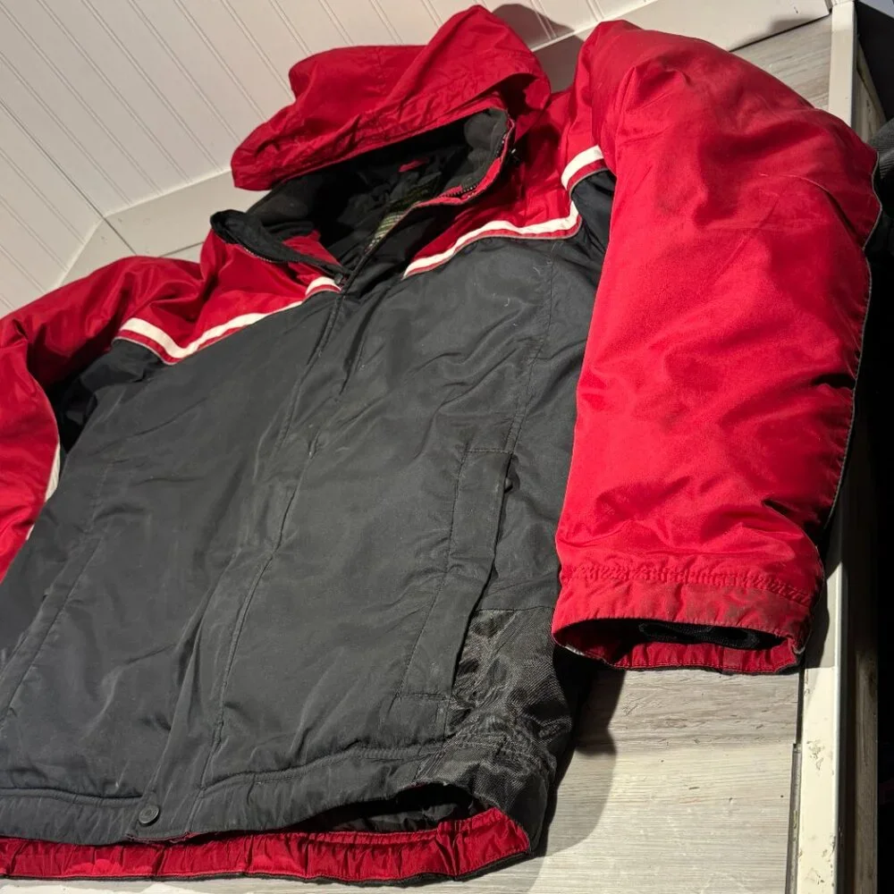 Eddie Bauer Premium Goose Down Insulated Jacket w Hood Men's Sz LT Skiing Hiking